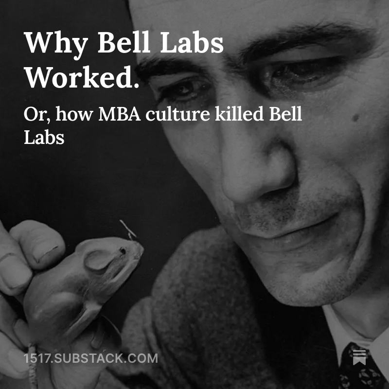 Black-and-white Bell Labs essay cover with a portrait and a mouse