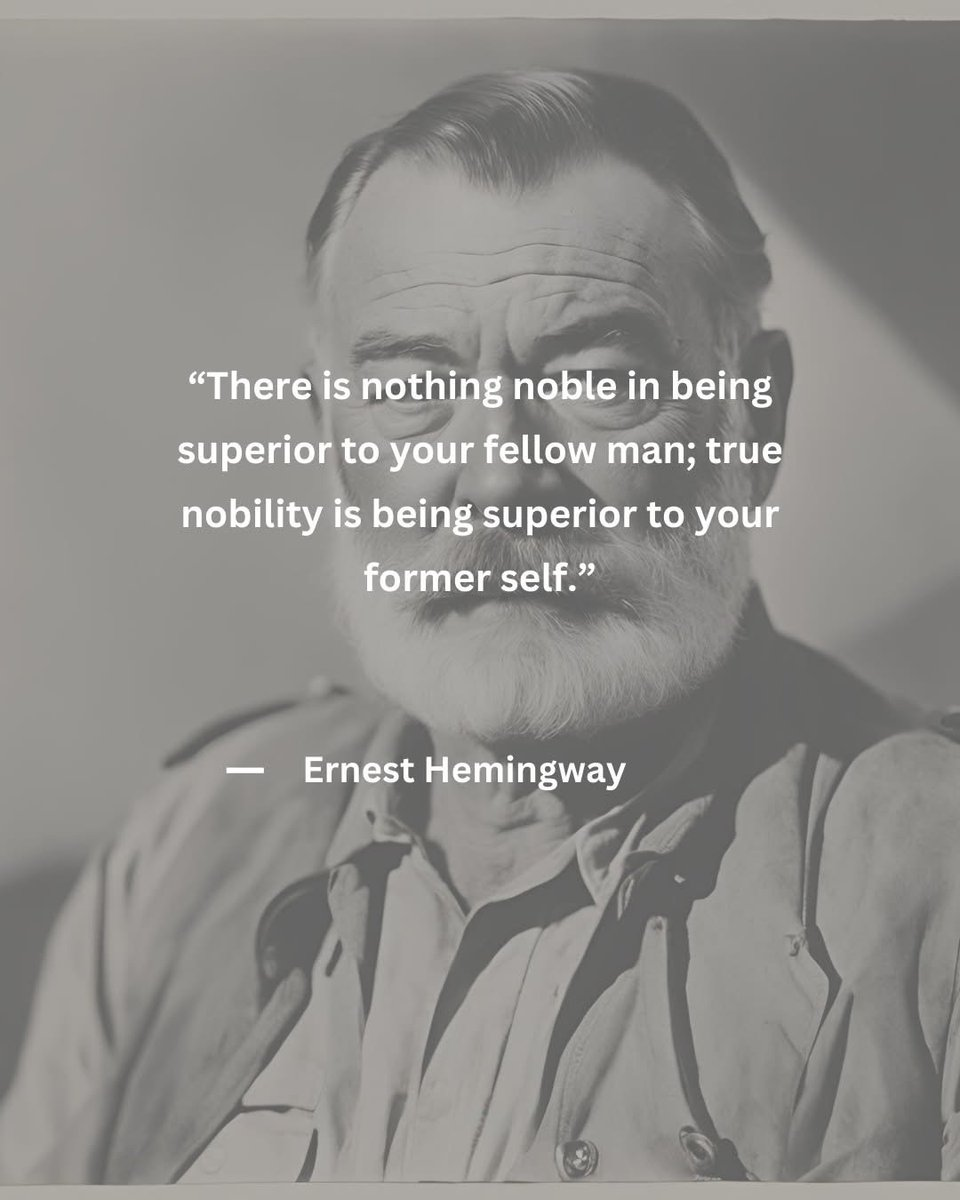 A faded portrait with a quote about being superior to your former self
