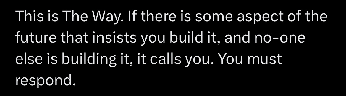 Text about responding when the future calls you to build something