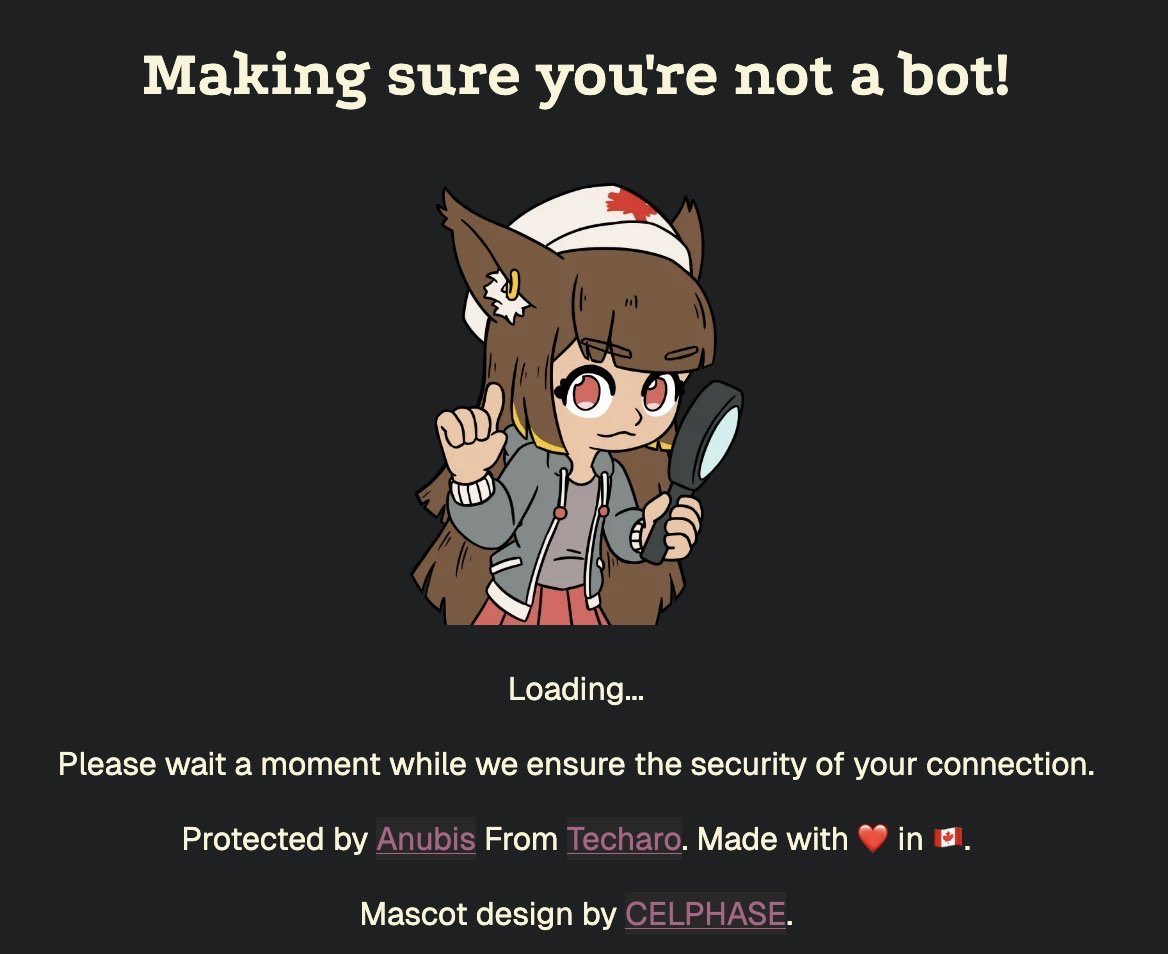 Illustrated detective mascot beneath the words Making sure you’re not a bot