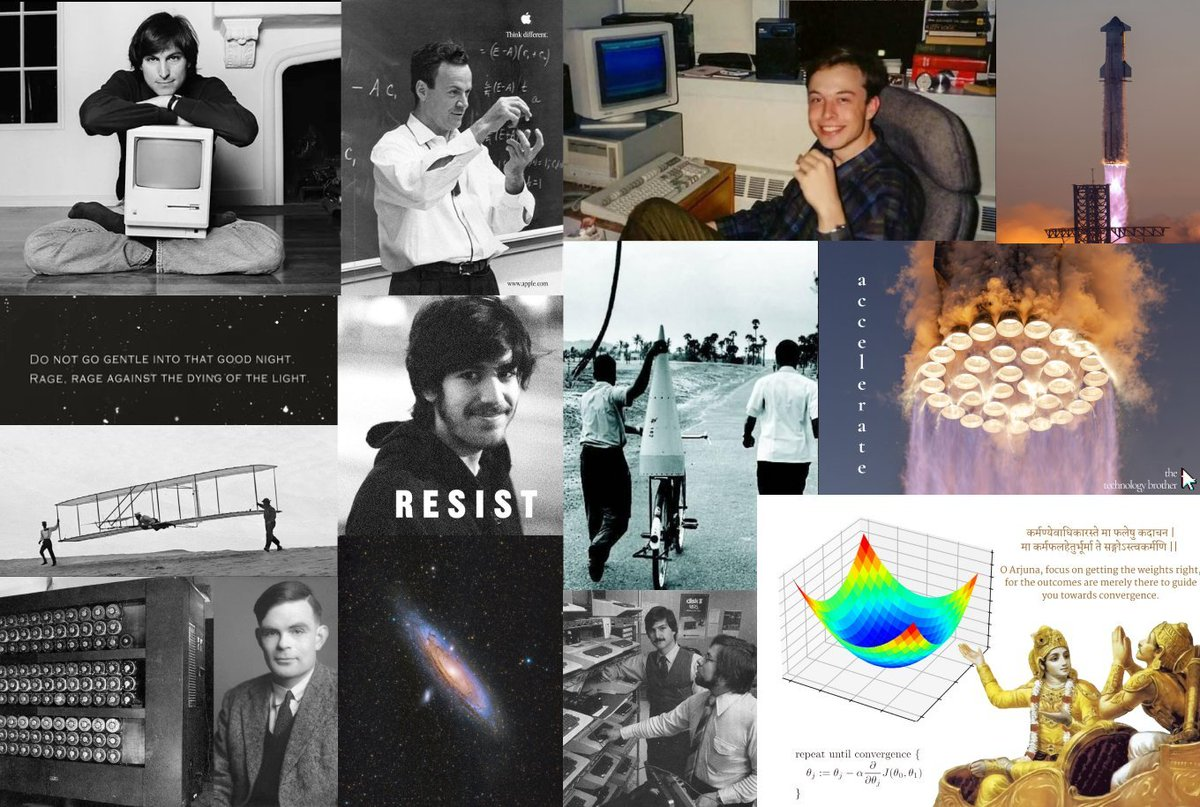 Collage of Apple history photographs and technology