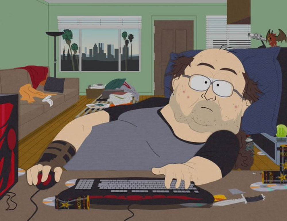 A South Park scene of someone working at a computer