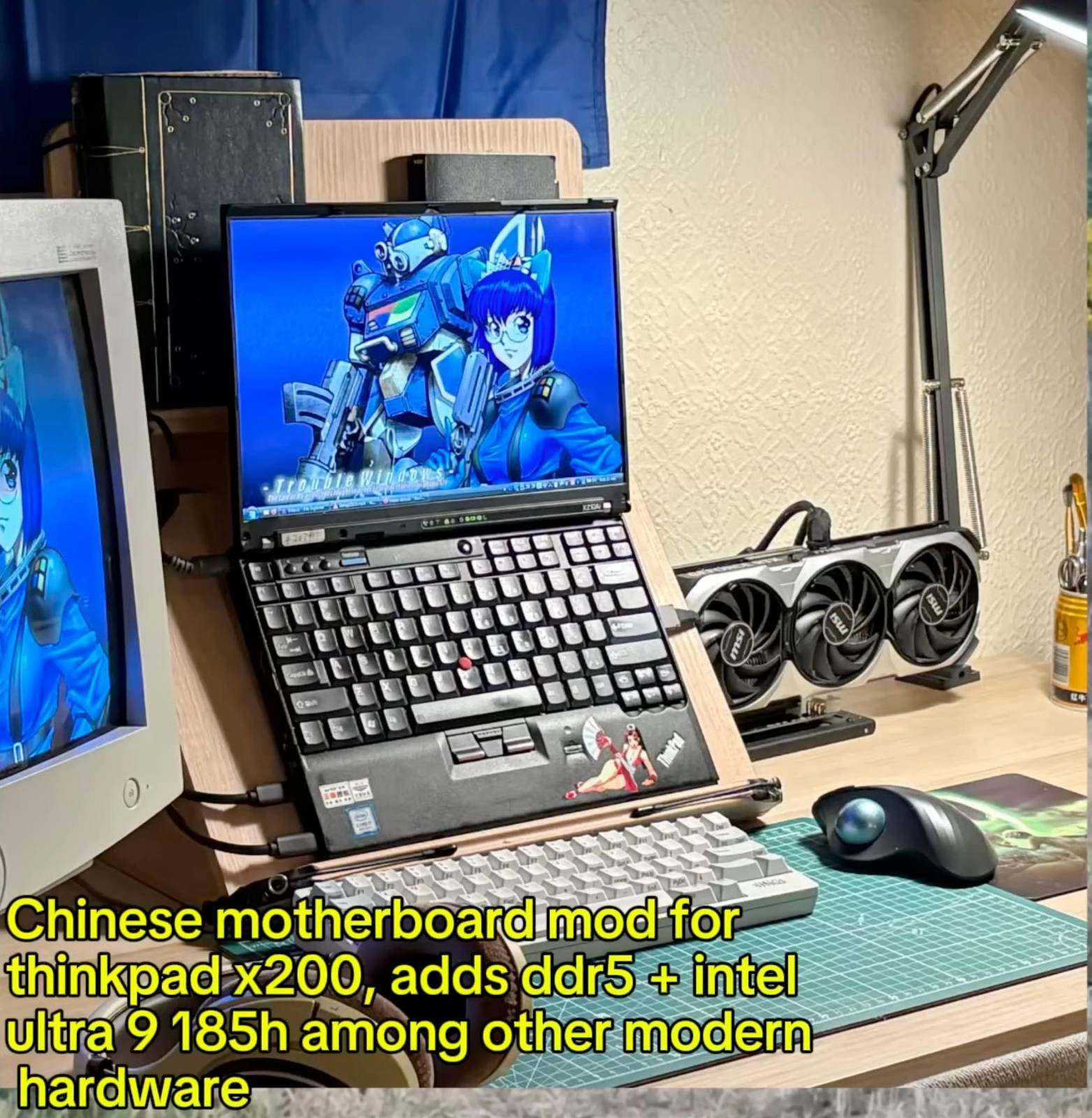 Modified ThinkPad workstation with external graphics card