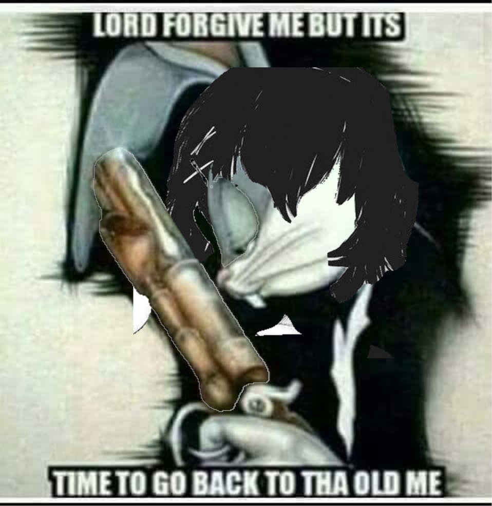 Surreal character holding a banana with text about going back to the old me