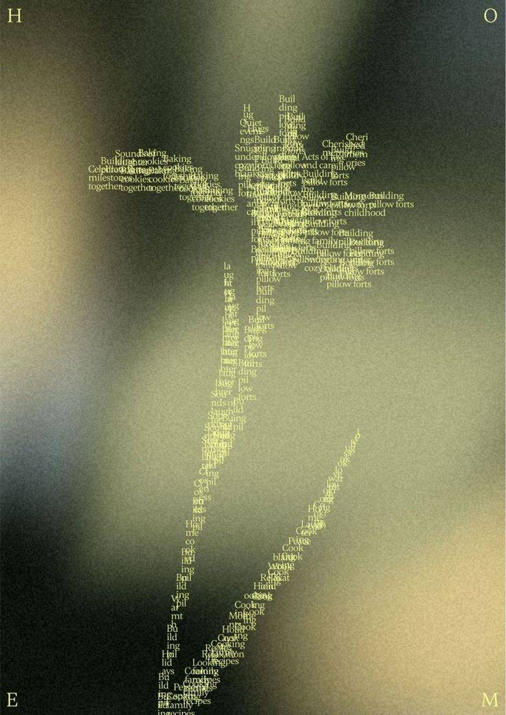 Deer-shaped composition made from densely layered words