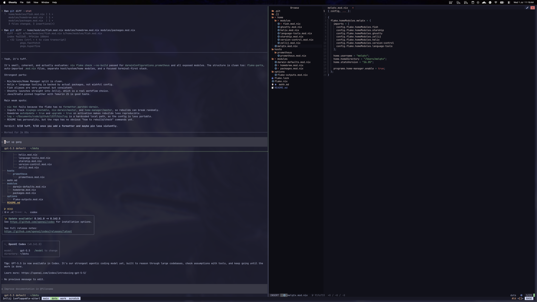 My terminal workspace